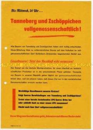Flugblatt mit Aufruf an Einzelbauern von Schönborn-Dreiwerden ? zum Eintritt in die LPG
