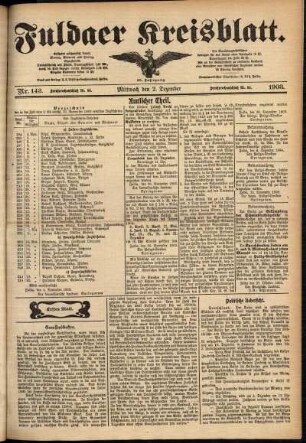 Erste Ausgabe vom Mittwoch, den 02. Dezember 1903.