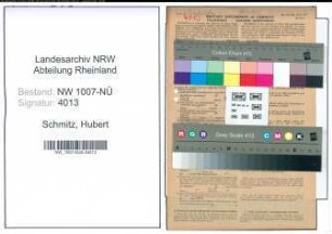 Entnazifizierung Hubert Schmitz , geb. 29.02.1920 (Verw.Angestellter)