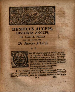 Henricus auceps, historia anceps