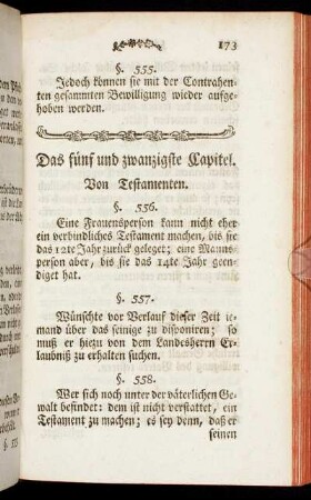 Das fünf und zwanzigste Capitel. Von Testamenten.