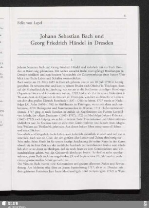 Johann Sebastian Bach und Georg Friedrich Händel in Dresden