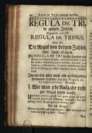 Regula De Tri, in ganzen Zahlen