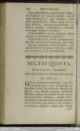 Sectio Quinta