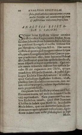 Analysis Epistolæ S. Iacobi.