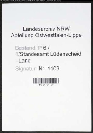 Heiratsregister Standesamt Lüdenscheid-Land