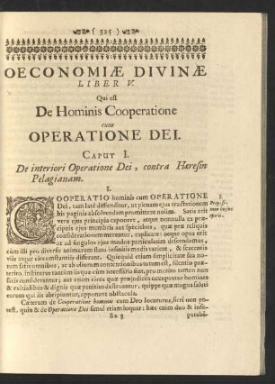 Oeconomiae Divinae Liber V. ... Caput I.