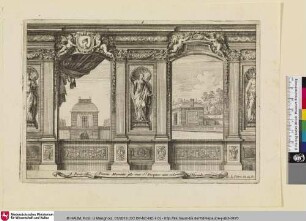 [Entwurf einer Wandverkleidung mit Skulpturen in Nischen; Lambris avec des statues dans des niches entre des pilastres]