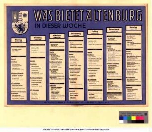Originaltitel: Was bietet Altenburg in dieser Woche 31. Januar bis 6. Februar 1949 Mitgeteilt vom Städtischen Kulturamt Altenburg