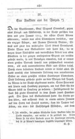 IV. Eine Anekdote aus der Vorzeit.