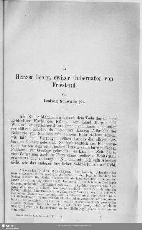 I. Herzog Georg, ewiger Gubernator von Friesland