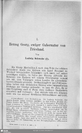 I. Herzog Georg, ewiger Gubernator von Friesland