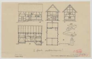 Dahl (Oberbergischer Kreis): unbekannter Hof. [Haupthaus] (Grundriss, Ansicht, Schnitte, Details)