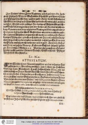 Lit: N.n. ATTESTATUM.