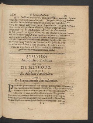 Analyseos Aristotelico-Euclideae Sect. III.
