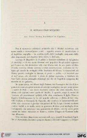 4.1896/97: Il Medagliere Mediceo nel Regio Museo Nazionale di Firenze