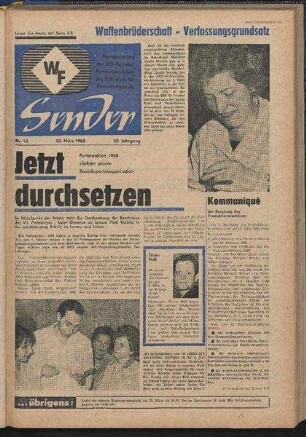 Betriebszeitung 'WF-Sender', Nr.12/1968 (22. März 1968)