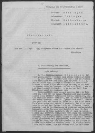 Mössingen: Pfarrbericht 1937