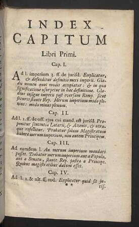 Index capitum Libri Primi.