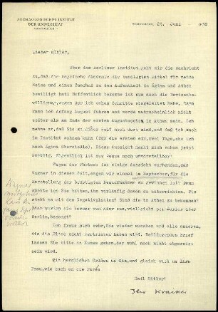 W. Kraiker an K. Kübler
