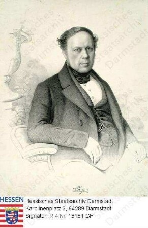 Lotheißen, Friedrich (1796-1859) / Porträt, sitzend, Halbfigur, mit faksimilierter Unterschrift
