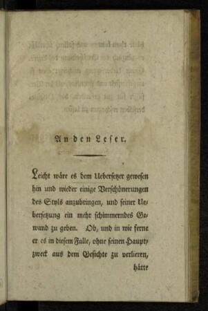 An den Leser.