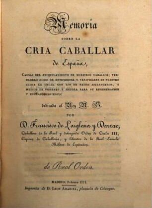 Memoria sobre la cria caballar de España