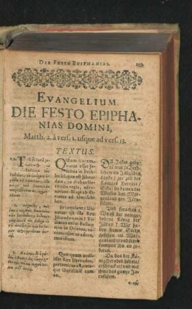 Evangelium Die Festo Epiphanias Domini.