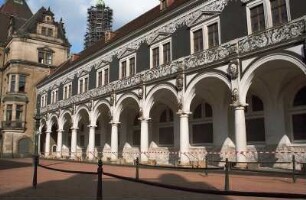 Residenzschloss : Dresden-Altstadt. Wiederaufbau Residenzschloss. Langer Gang des Stallhofes