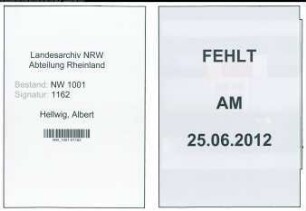 Entnazifizierung Albert Hellwig, geb. 07.02.1883 ()