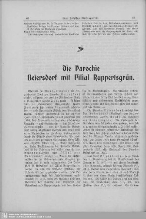 Die Parochie Beiersdorf mit Filial Ruppertsgrün