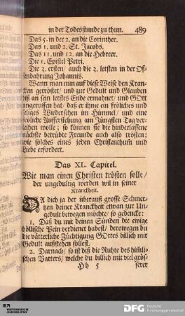 Das XL. Capitel. Wie man einen Christen trösten solle/ der ungedultig werden wil in seiner Kranckheit.