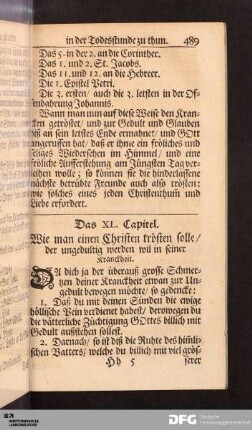 Das XL. Capitel. Wie man einen Christen trösten solle/ der ungedultig werden wil in seiner Kranckheit.