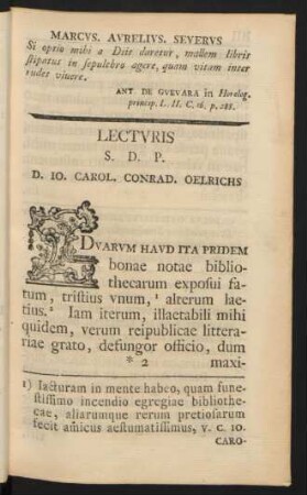 Praefatio De Bibliothecar. Ac. Libror. Fatis In. Primis Libris. Comestis