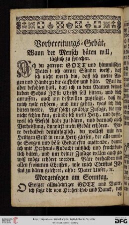 Vorbereitungs = Gebaet, wann der Mensch baeten will, taeglich zu sprechen