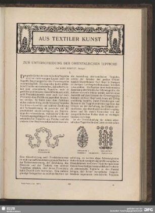 Zur Unterscheidung der orientalischen Teppiche