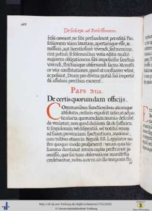 Pars Tertia. De certis quorumdam officiis.