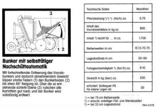 Kartoffellegemaschine mit Kennwerten