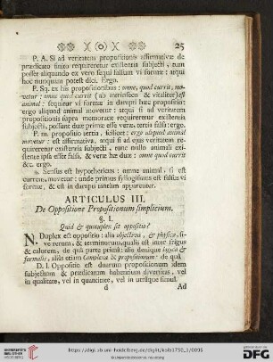 Articulus III: De Oppositione Propositionum simplicium