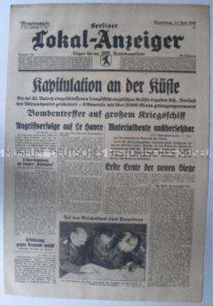 Tageszeitung "Berliner Lokal-Anzeiger" überwiegend zum Kriegsverlauf in Frankreich