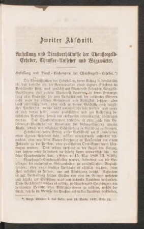 Zweiter Abschnitt. Anstellung und Dienstverhältnisse der Chausseegeld-Erheber, Chaussee-Aufseher und Wegewärter