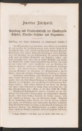 Zweiter Abschnitt. Anstellung und Dienstverhältnisse der Chausseegeld-Erheber, Chaussee-Aufseher und Wegewärter