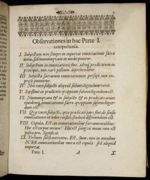 Observationes in hac Parte I. comprehensæ.