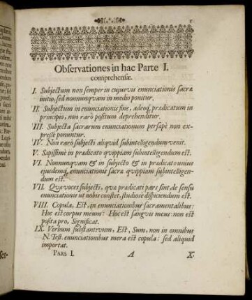 Observationes in hac Parte I. comprehensæ.