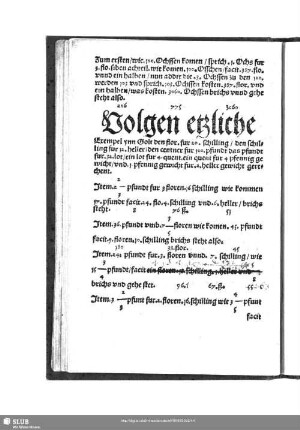 Volgen etzliche Exempel ynn Golt den glor. fur 20. schilling ...