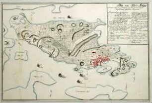 WHK 29 Nordamerikanische Kriege von 1775-1782: Plan des Lagers von Rhode-Island und der unter dem Kommando des Generalmajors Presgott darauf befindlichen Campements