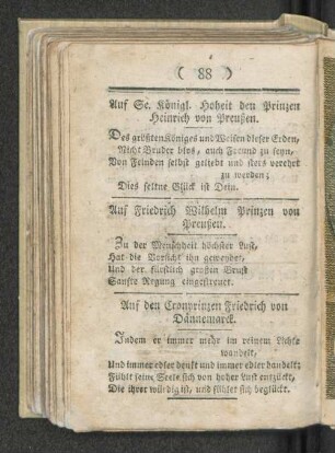 Auf Se. Königl. Hoheit den Prinzen Heinrich von Preußen.