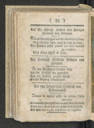 Auf Se. Königl. Hoheit den Prinzen Heinrich von Preußen.