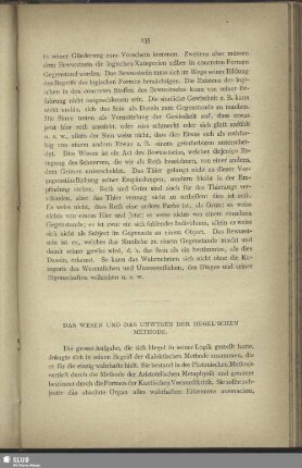 Das Wesen und das Unwesen der Hegel'schen Methode