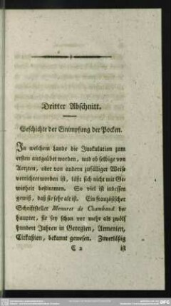 Dritter Abschnitt. Geschichte der Einimpfung der Pocken